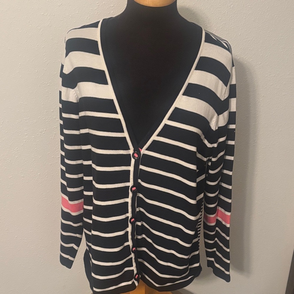 CJ Banks Mixed Striped Button Down Cardigan size 1X